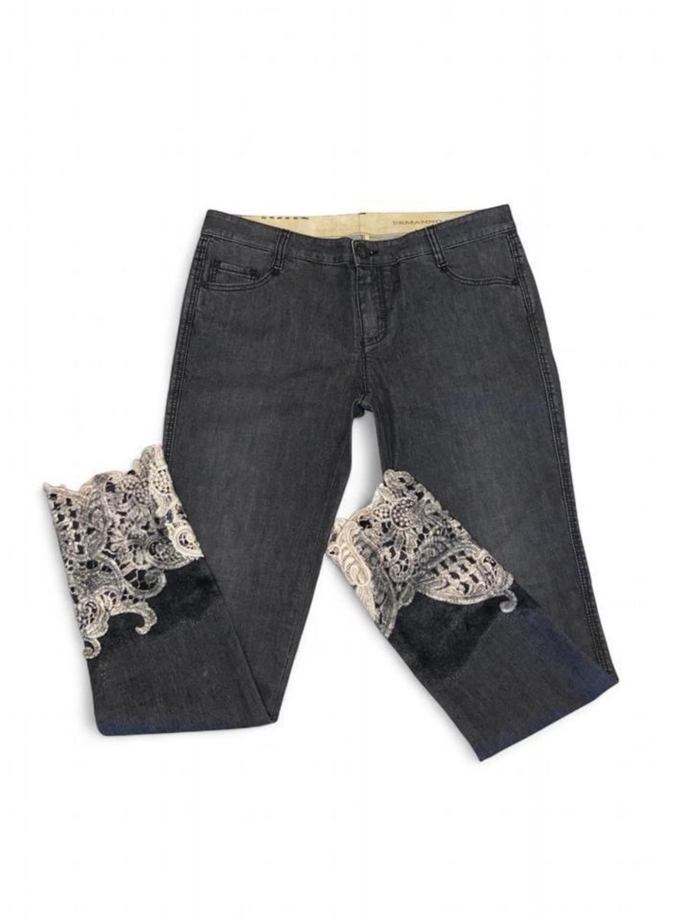 Ermanno Scervino Vintage Lace Appliqué Jeans